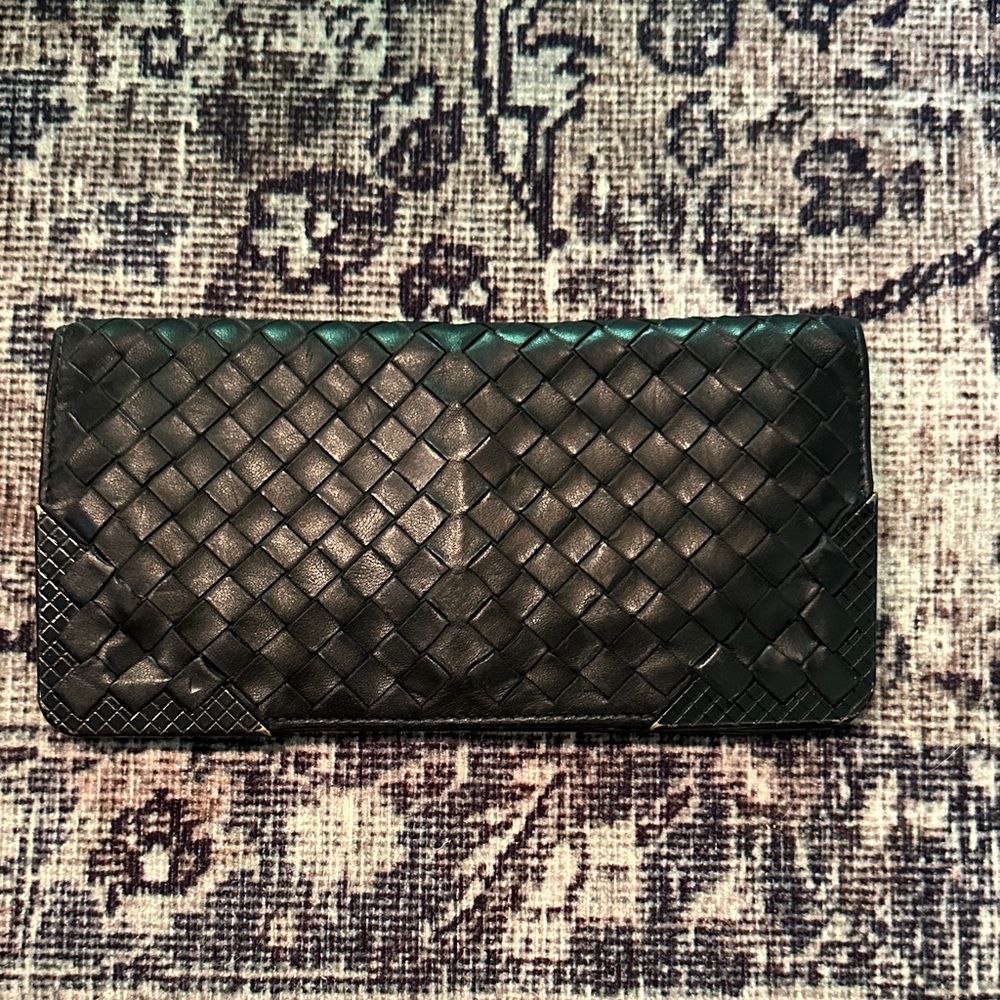 Bottega Veneta Black Woven Leather Wallet